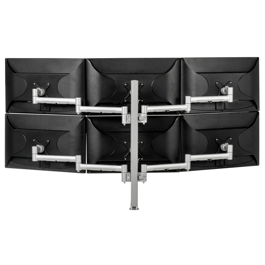 Atdec six display monitor arm desk mount - Flat and Curved up to 24in - VESA 75x75, 100x100