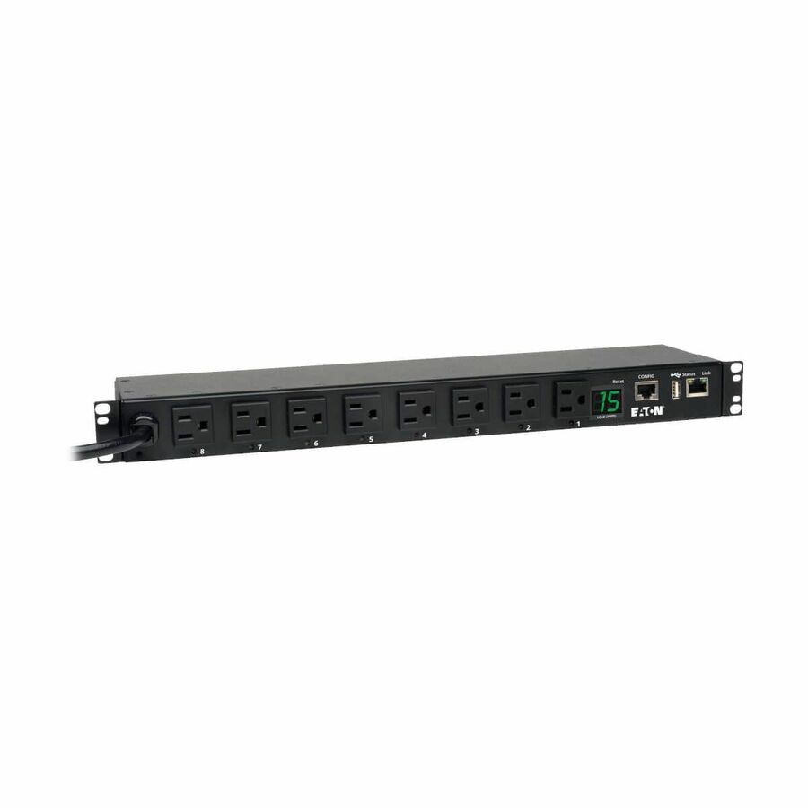 Tripp Lite by Eaton PDU 1.4kW Single-Phase Switched PDU LX Interface 120V Outlets (8 5-15R) NEMA 5-15P 12 ft. (3.66 m) Cord 1U Rack TAA