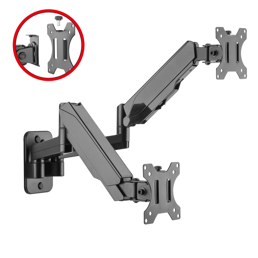 SIIG High Premium Aluminum Gas Spring Wall Mount - Dual Monitor 17" to 32"