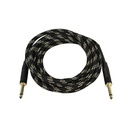 Monoprice 15ft Cloth Series 1/4 inch TS Male 20AWG Instrument Cable - Black & Gold