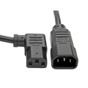 Tripp Lite by Eaton Power Extension Cord Right-Angle C13 to C14 PDU Style - 10A 250V 18 AWG 2 ft. (0.61 m) Black