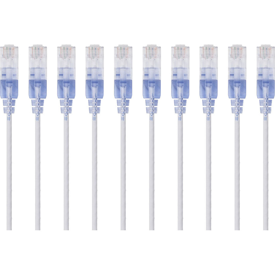 Monoprice 10-Pack, SlimRun Cat6A Ethernet Network Patch Cable, 7ft White
