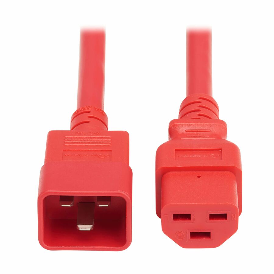 Eaton Tripp Lite Series Power Cord, C20 to C21 - Heavy-Duty, 20A, 250V, 12 AWG, 2.5 ft. (0.76 m), Red