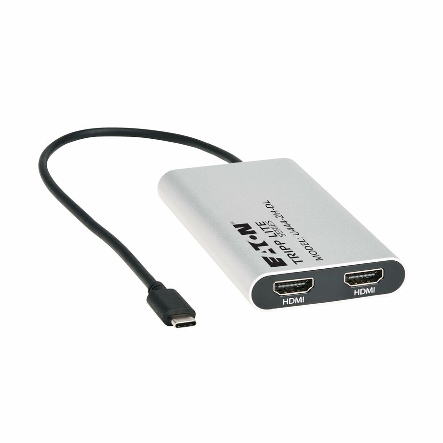 Eaton Tripp Lite Series USB-C Adapter, Dual Display - 4K 60 Hz HDMI, 100W PD Passthrough, Silver, TAA