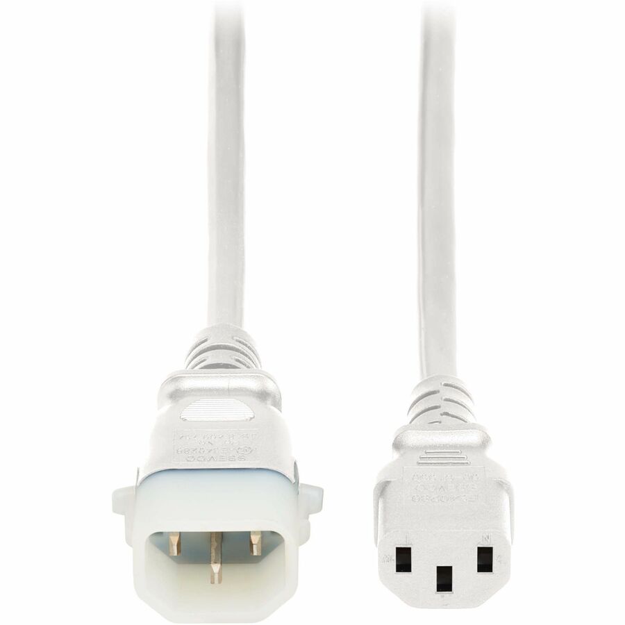 Eaton Tripp Lite Series PDU Power Cords, C13 to P-Lock C14 - Heavy-Duty, 15A, 250V, 14 AWG, 3 ft. (0.9 m), White, 6 Pack