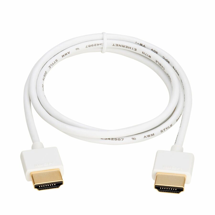 Eaton Tripp Lite Series Slim High-Speed HDMI Cable with Ethernet and Digital Video with Audio, UHD 4K 60 Hz (M/M), White, 3 ft. (0.9 m)