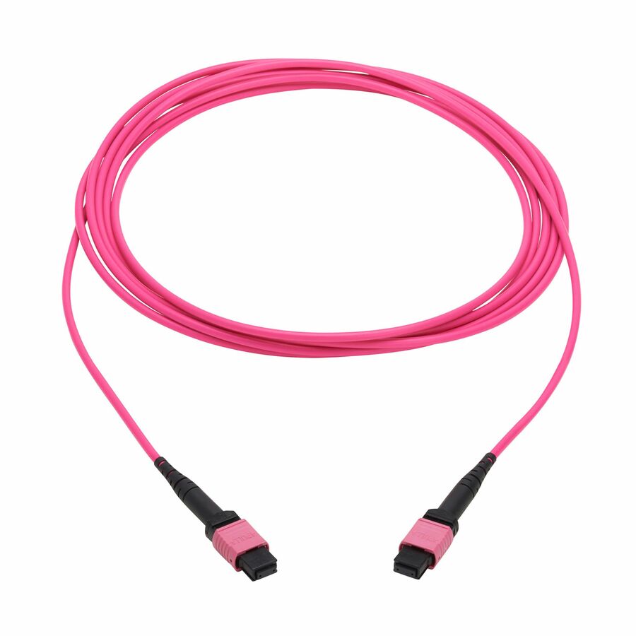 Eaton Tripp Lite Series 100G Multimode 50/125 OM4 Fiber Optic Cable (12F MPO/MPO-PC F/F), Type-B Polarity, OFNP, Magenta, 4 m (13.1 ft.), TAA