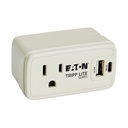 Eaton Tripp Lite Series Power It! 1-Outlet Universal Travel Charger and Power Strip - 5-15R Outlet, USB-C and USB-A Ports, 32W PD Charging, 5-15P Direct Plug-In, Gray