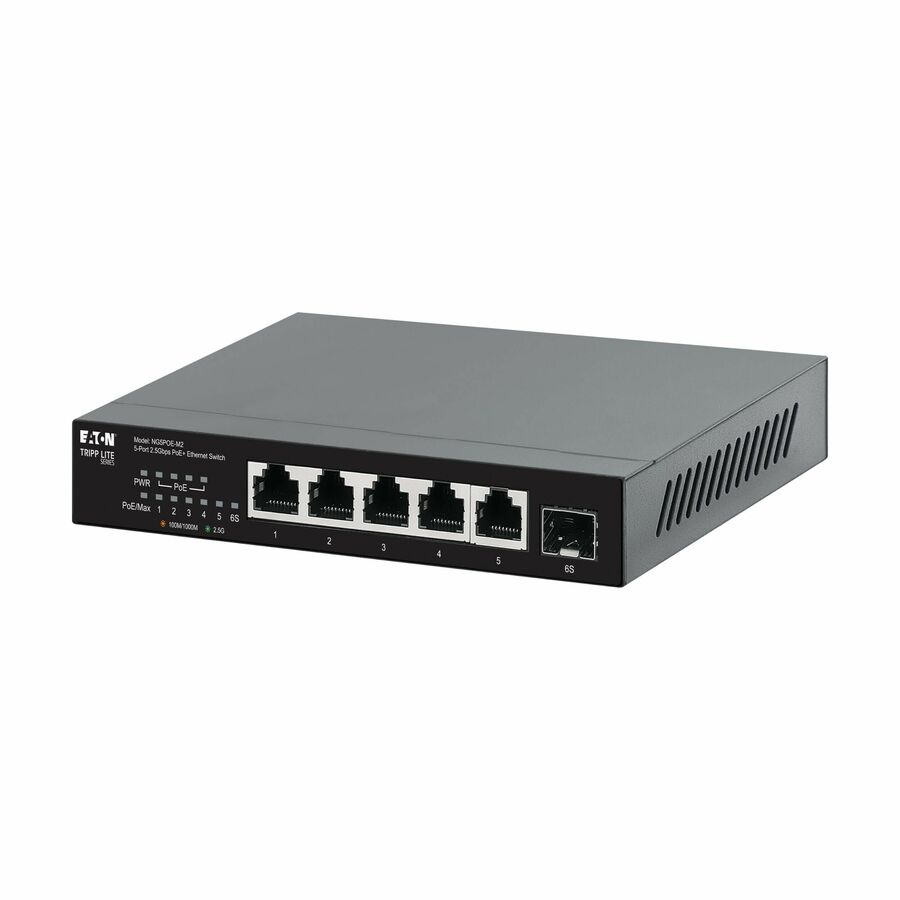 Eaton Tripp Lite Series 5-Port 2.5 Gbps Desktop Gigabit Ethernet Unmanaged Switch with PoE+ Pass-Through, 70W, Metal Enclosure, TAA
