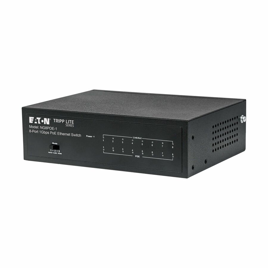 Eaton Tripp Lite Series 8-Port 10/100/1000 Mbps Desktop Gigabit Ethernet Unmanaged Switch with PoE+, 60W, Metal Enclosure
