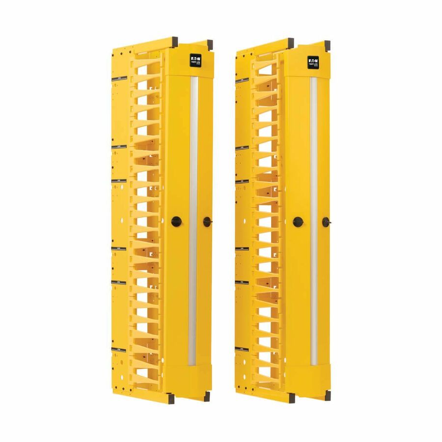 Eaton Tripp Lite Series High-Capacity Vertical Cable Manager - Deep Double Finger Duct with Cover, Single Sided, 6 in. Wide, Yellow, 7 ft. (2.2 m)