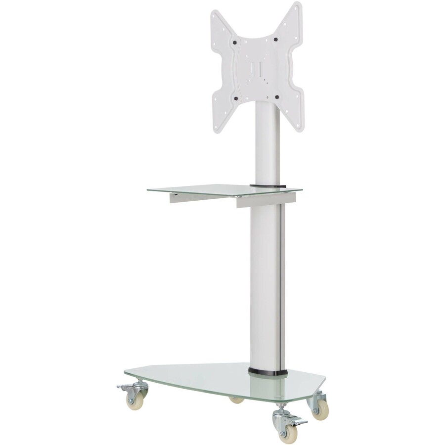 Eaton Tripp Lite Series Premier Rolling TV Cart for 32" to 55" Displays, Frosted Glass Base and Shelf, Locking Casters, White