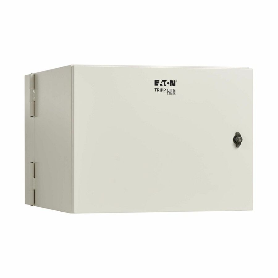 Eaton Tripp Lite Series SmartRack Industrial Enclosure with Lock - NEMA 4, Wall Mount, Metal Construction, Hinged Back, 28 in. Depth, 9U, Gray