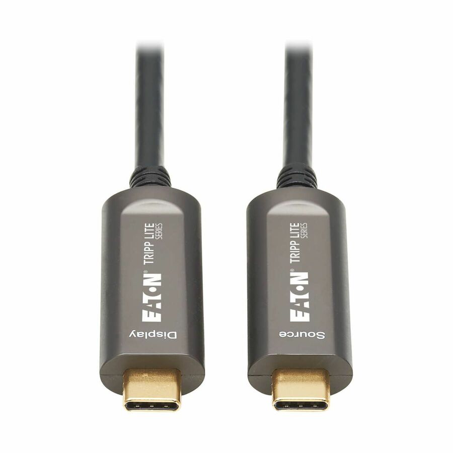 Eaton Tripp Lite Series USB-C to USB-C Plenum-Rated Fiber Active Optical Cable (AOC) - 4K 60 Hz, HDR, 4:4:4, M/M, Black, 15 m (49 ft.), Video-Only