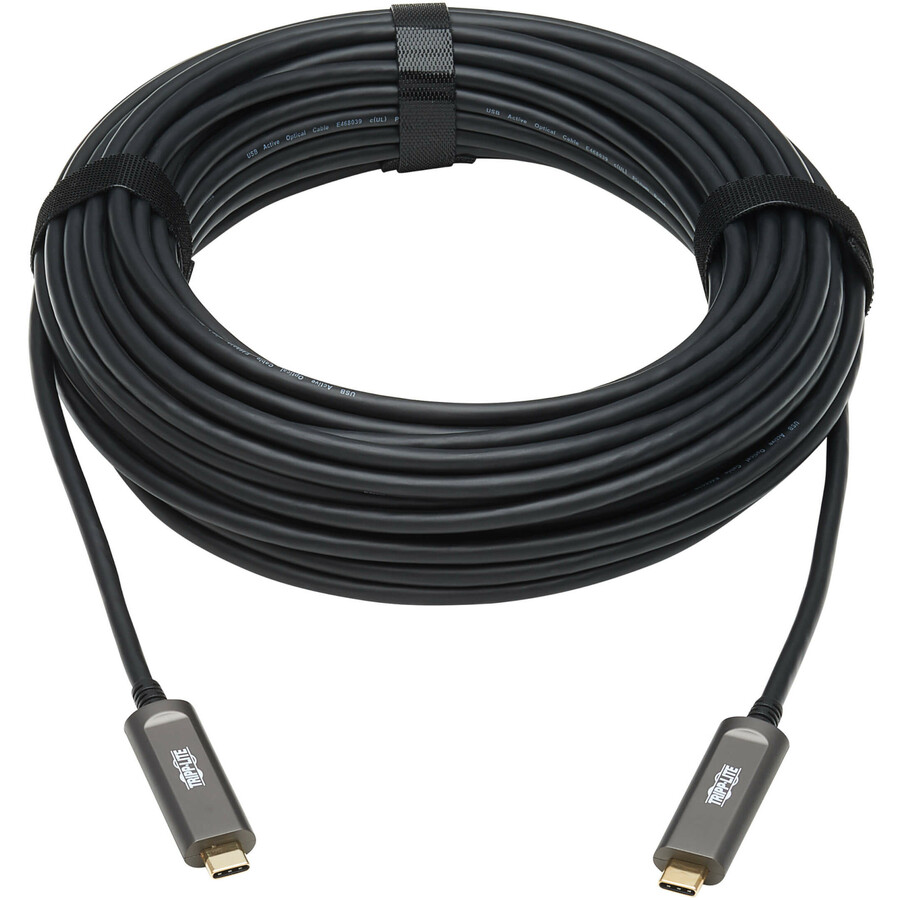 Eaton Tripp Lite Series USB-C AOC Cable (M/M) - USB 3.2 Gen 2 (10 Gbps) Plenum-Rated Fiber Active Optical Cable - Data Only, Black, 10 m (33 ft.)