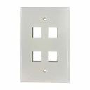 Eaton Tripp Lite Series Safe-IT 4-Port Single-Gang Keystone Wall Plate, Antibacterial, Ivory Gloss, TAA
