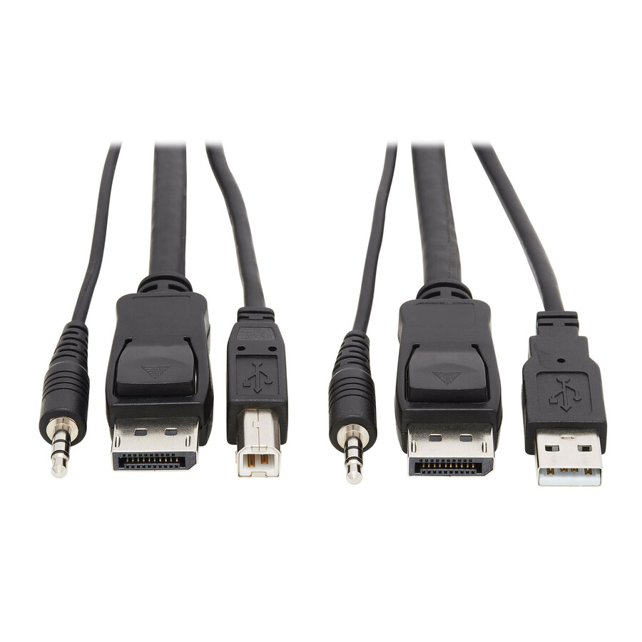 Tripp Lite by Eaton DisplayPort KVM Cable Kit 3 in 1 - 4K DisplayPort USB 3.5 mm Audio (3xM/3xM) 4:4:4 10 ft. (3.05 m) Black