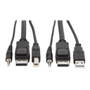 Tripp Lite by Eaton DisplayPort KVM Cable Kit 3 in 1 - 4K DisplayPort USB 3.5 mm Audio (3xM/3xM) 4:4:4 10 ft. (3.05 m) Black