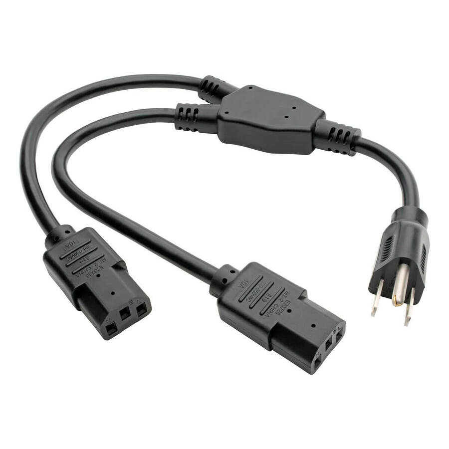 Tripp Lite by Eaton Y Splitter Power Cable NEMA 5-15P to 2x C13 - 10A 125V 18 AWG 1.5 ft. (0.45 m) Black