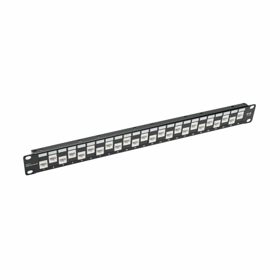 Tripp Lite by Eaton 24-Port 1U Rack-Mount Cat6a Offset Feed-Through Patch Panel with Cable Management Bar RJ45 Ethernet TAA