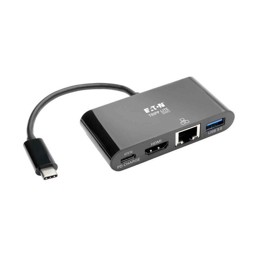 Eaton Tripp Lite Series USB-C Multiport Adapter - HDMI, USB 3.x (5Gbps) Hub Port, Gigabit Ethernet, 60W PD Charging, HDCP, Black