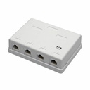 Eaton Tripp Lite Series Pre-Configured Unshielded Cat6 4-Port Surface-Mount Box, 110 IDC, RJ45, White