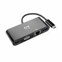 Eaton Tripp Lite Series USB-C Multiport Adapter, VGA, USB 3.x (5Gbps) Hub Port, Gigabit Ethernet and 60W PD Charging, Black