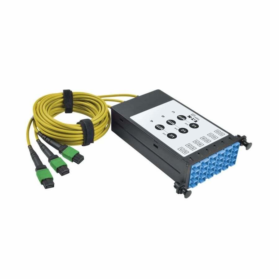Eaton Tripp Lite Series 40/100Gb Fiber Breakout Cassette with Built-In MTP Cables, 40Gb to 4 x 10Gb, 100Gb to 4 x 25Gb, (x3) 8-Fiber Singlemode MTP/MPO to (x12) LC Duplex 9/125