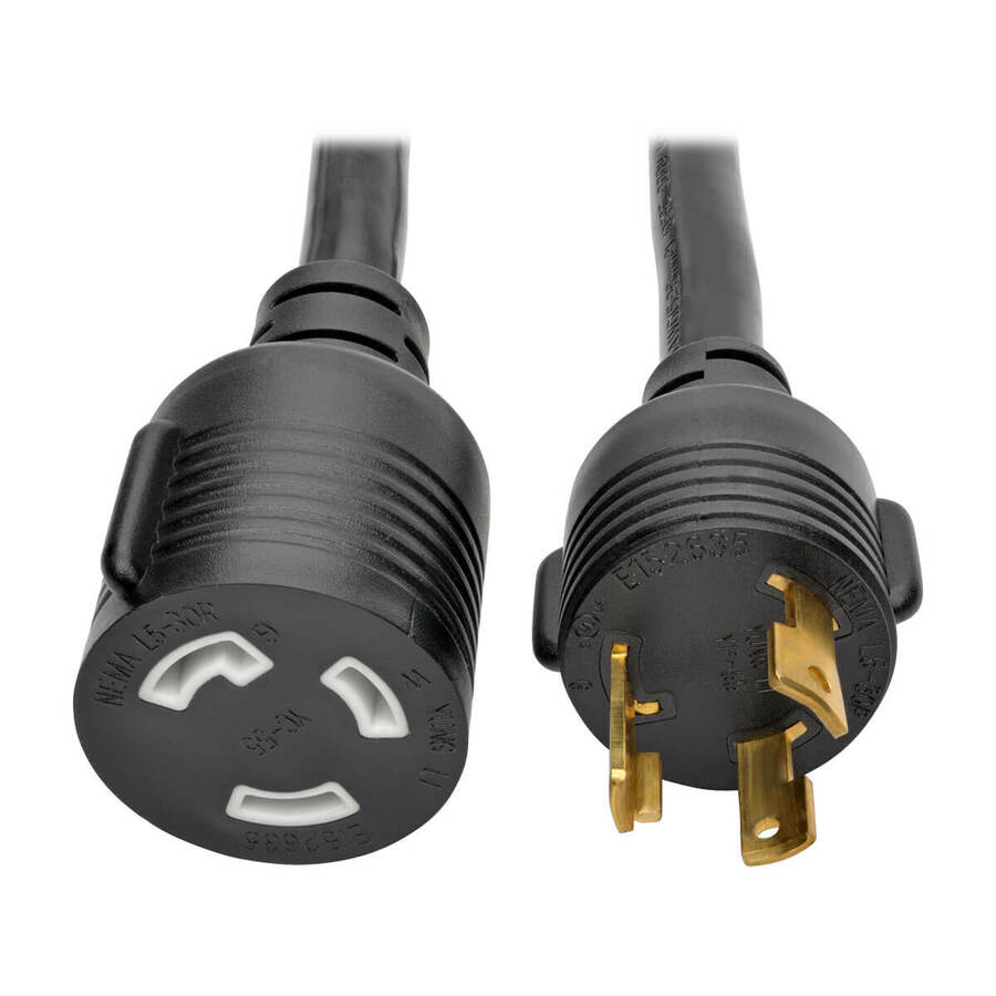 Tripp Lite by Eaton Power Extension Cord NEMA L5-30P to NEMA L5-30R- Heavy-Duty 30A 125V 10 AWG 15 ft. (4.57 m) Black Locking Connectors