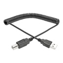 Tripp Lite by Eaton 10ft Hi-Speed USB 2.0 to USB B Cable Coiled USB A-B M/M 10'