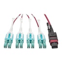 Eaton Tripp Lite Series 40G MTP/MPO to 4xLC Fan-Out OM4 Plenum-Rated Fiber Optic Cable, 40GBASE-SR4, Push/Pull Tabs, Magenta, 1 m