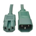 Eaton Tripp Lite Series Power Cord C14 to C15 - Heavy-Duty, 15A, 250V, 14 AWG, 3 ft. (0.91 m), Green