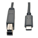 Eaton Tripp Lite Series USB-C to USB-B Cable (M/M) - USB 3.2, Gen 2 (10 Gbps), Thunderbolt 3 Compatible, 3 ft. (0.91 m)