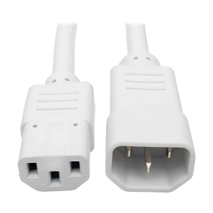 Eaton Tripp Lite Series Heavy-Duty PDU Power Cord, C13 to C14 - 15A, 250V, 14 AWG, 3 ft. (0.91 m), White