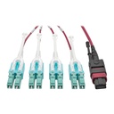 Eaton Tripp Lite Series 40G MTP/MPO to 4xLC Fan-Out OM4 Plenum-Rated Fiber Optic Cable, 40GBASE-SR4, Push/Pull Tabs, Magenta, 5 m