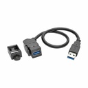 Eaton Tripp Lite Series USB 3.0 All-in-One Keystone/Panel Mount Extension Cable (M/F), Angled Connector, Black, 1 ft. (0.31 m)