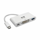 Eaton Tripp Lite Series USB-C to DVI Adapter with USB 3.x (5Gbps) Hub Port and PD Charging, White