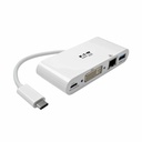 Eaton Tripp Lite Series USB-C Multiport Adapter, DVI, USB 3.x (5Gbps) Hub Port, Gbe and PD Charging, White