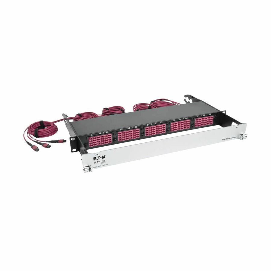 Tripp Lite by Eaton 40/100Gb Fiber Breakout Patch Panel 40Gb to 4 x 10Gb 100Gb to 4 x 25Gb 15 MTP QSFP to 60 LC Duplex OM4 50/125 Multimode Ports 1U