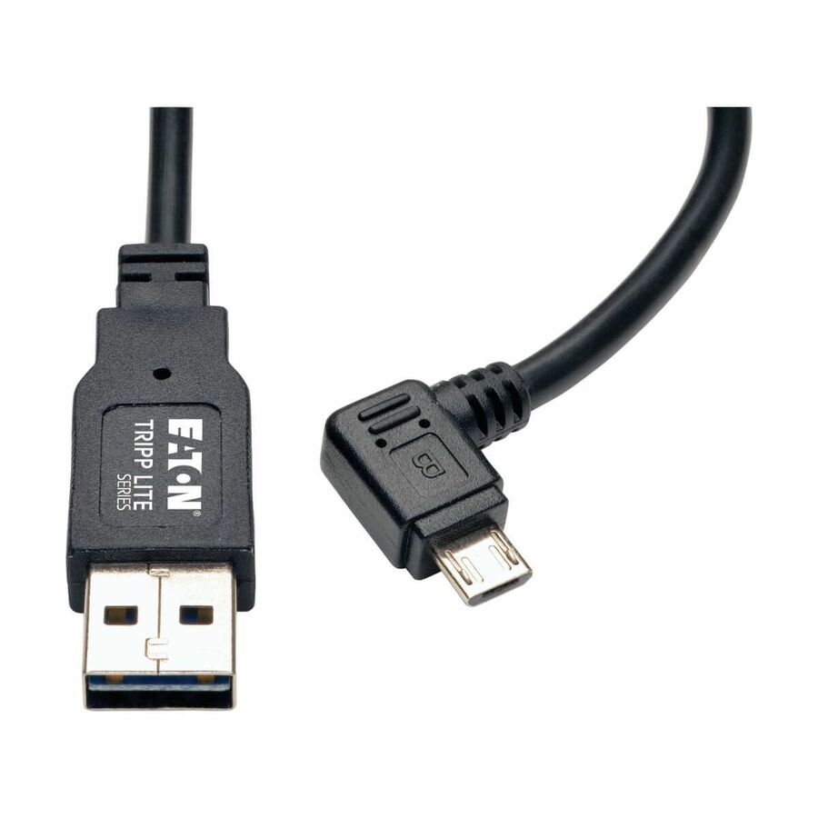 Eaton Tripp Lite Series Dedicated Reversible USB Charging Cable (Reversible A to Right-Angle 5-Pin Micro B) Black, 3 ft. (0.91 m)