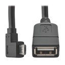 Eaton Tripp Lite Series Micro USB to USB OTG Host Adapter Cable, Right-Angle 5-Pin USB Micro-B to A (M/F), 6-in. (15.24 cm)