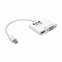 Eaton Tripp Lite Series Keyspan Mini DisplayPort to VGA/HDMI All-in-One Video Converter Adapter, 4K 30Hz HDMI, DP1.2, White, 6-in. (15.24 cm)