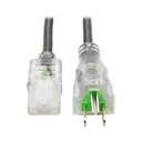 Eaton Tripp Lite Series Hospital-Grade Power Cord, NEMA 5-15P to C13 - Green Dot, 13A, 125V, 16 AWG, 10 ft. (3.05 m), Clear Plugs