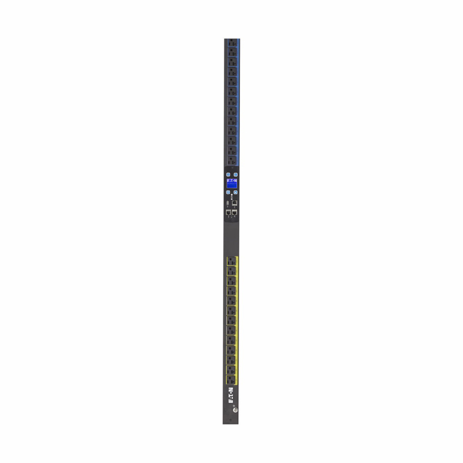 Eaton Metered Input rack PDU, 0U, L21-30P input, 8.64 kW max, 120/208V, 24A, 10 ft cord, Three-phase, Outlets: (24) 5-20R