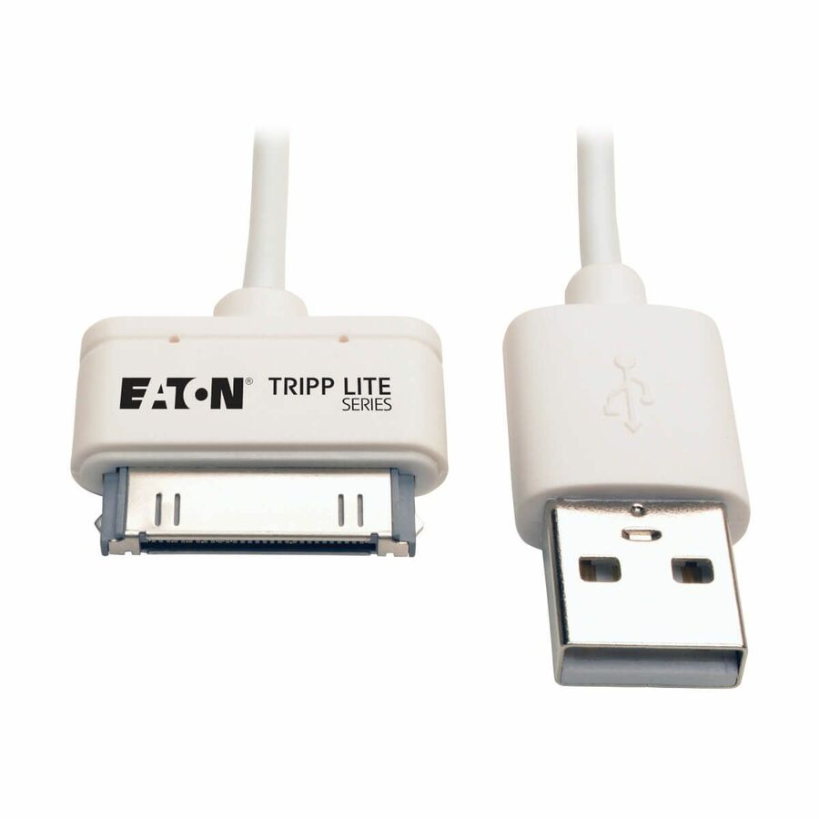 Eaton Tripp Lite Series USB Sync/Charge Cable with Apple 30-Pin Dock Connector, White, 3 ft. (0.91 m)