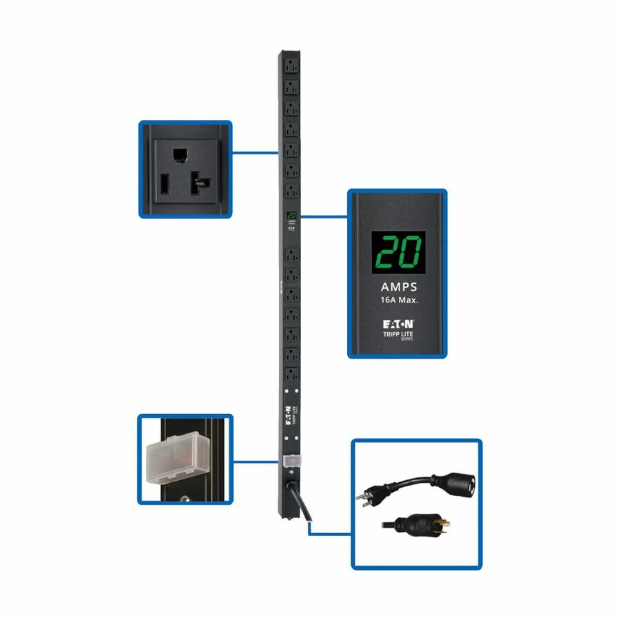 Tripp Lite by Eaton PDU 2kW Single-Phase Local Metered PDU 100-127V Outlets (14 5-15/20R) L5-20P/5-20P adapter 0U Vertical 36 in. Height