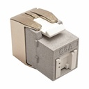 Tripp Lite by Eaton Cat6a Keystone Jack with Dust Shutter, 180-Degree Toolless - Silver - 1 x RJ-45 Female
