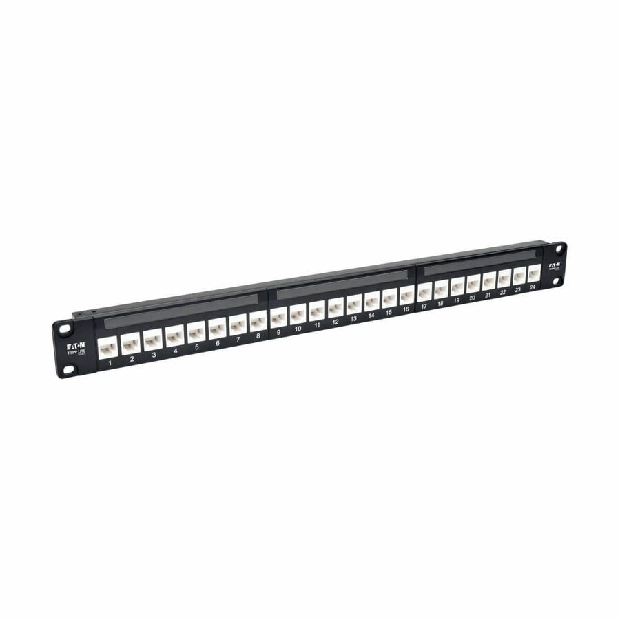 Tripp Lite by Eaton 24-Port 1U Rack-Mount Cat6a Feedthrough Patch Panel RJ45 Ethernet