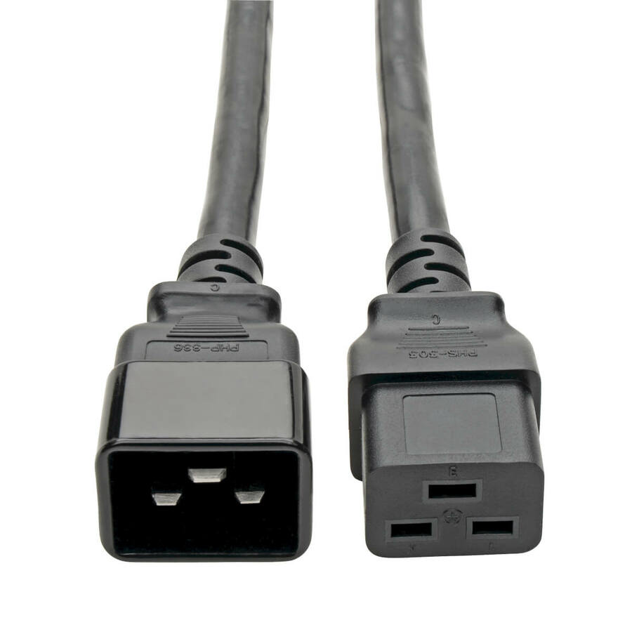 Tripp Lite by Eaton Power Extension Cord C19 to C20 - Heavy-Duty 20A 250V 12 AWG 2 ft. (0.61 m) Black 6-Pack