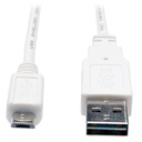 Eaton Tripp Lite Series Universal Reversible USB 2.0 Cable (Reversible A to 5Pin Micro B M/M) White, 3 ft. (0.91 m)